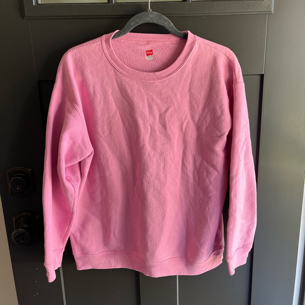 hanes pink crewneck